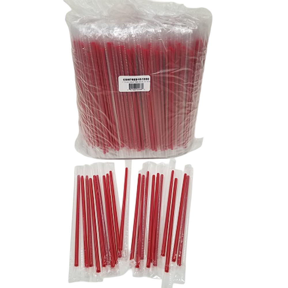 7" Red Stirrer Plastic Wrapped
